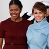 Michelle Obama and Melania Trump stunned with their Inauguration Day looks. Obama wore an A-line tweed deep red dress paired with a thin belt, and Trump sported a pale blue structured Ralph Lauren dress with a matching jacket, gloves and shoes.