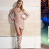 Model Charlotte McKinney struck her sexiest post at the season launch of NightSwim at Encore Beach Club in Wynn Las Vegas. The "Baywatch" actress looked great in a short, form-fitting dress with a plunging neckline and matching rope lace-up heels.