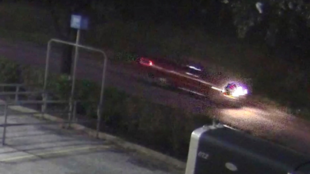 This photo provided by the Harris County Sheriff's Office shows an image taken from surveillance video of a pickup whose driver, according to authorities, fired several shots into a car carrying a family, killing a 7-year-old girl and wounding the child's mother, Sunday, Dec. 30, 2018, in the Houston area.