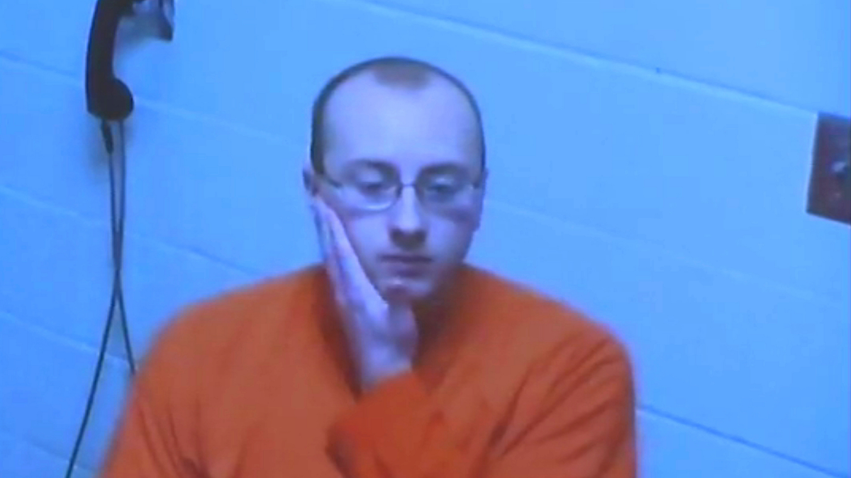 Jake Thomas Patterson, 21, who is accused of abducting 13-year-old Jayme Closs and holding her captive for three months, during his first court appearance in January.