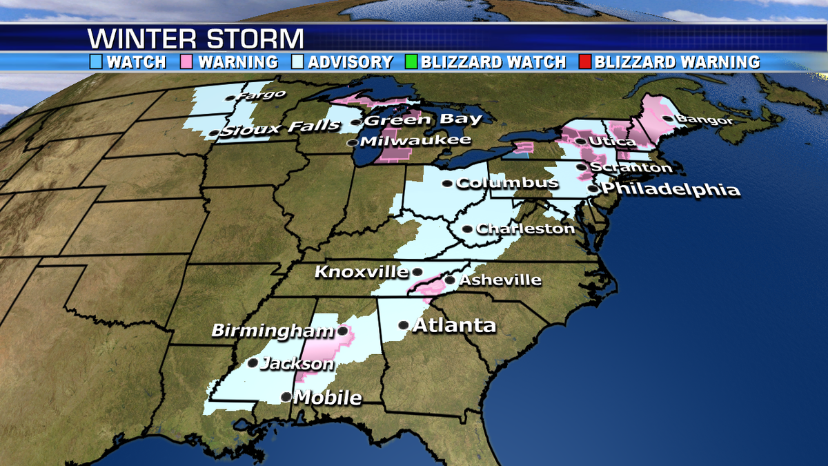 Snow And Rain Move Into Northeast; Dangerous Arctic Blast Moves Into ...