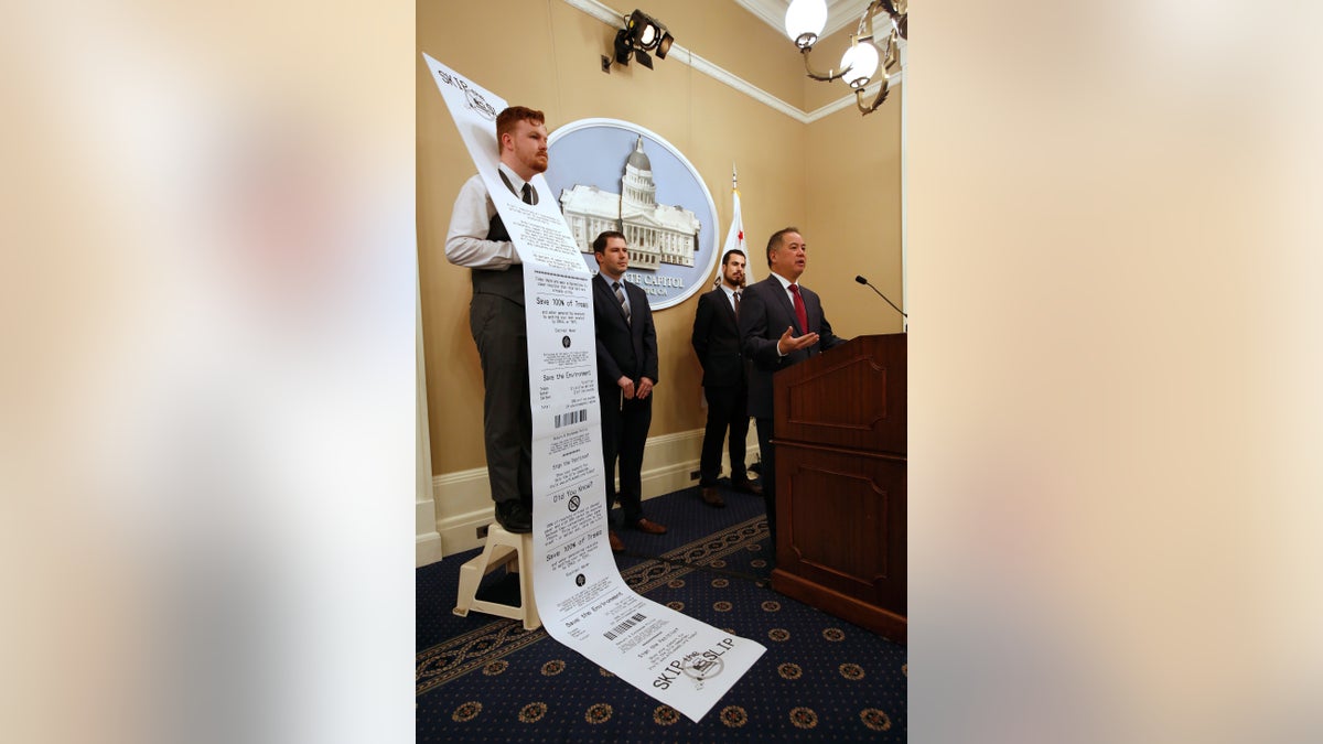 California might become the first state to require businesses to offer electronic receipts unless customers specifically ask for paper copies.