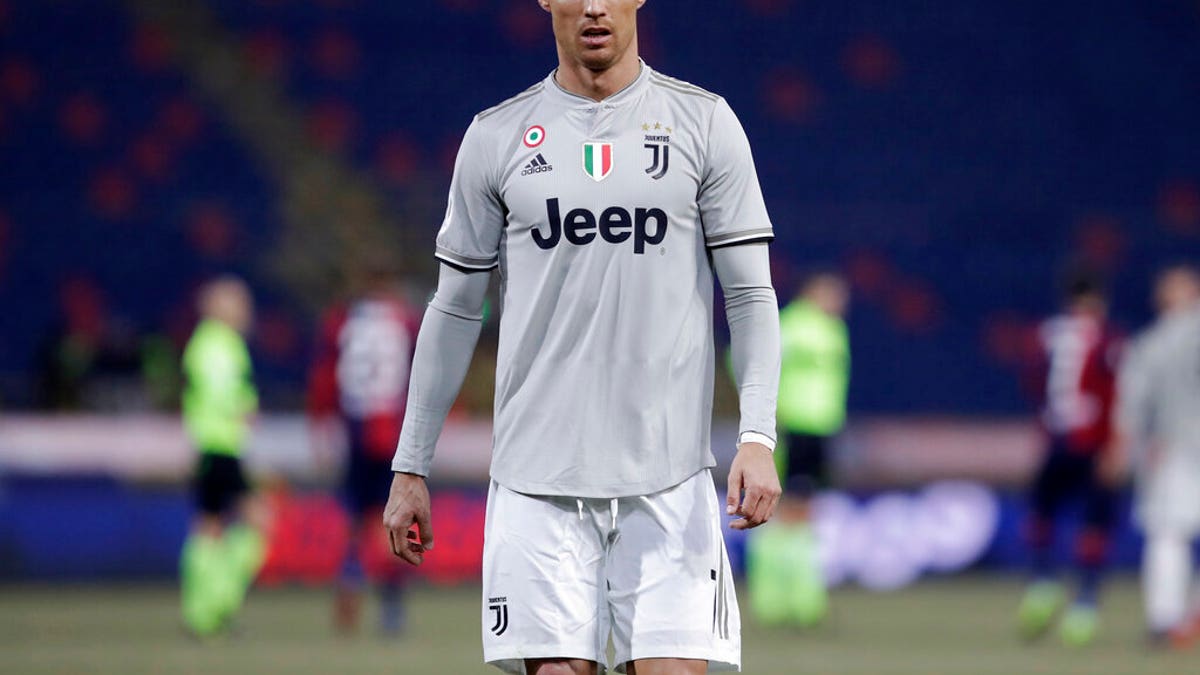 Juventus' Cristiano Ronaldo leaves the field at the end of a round of 16 Italian Cup soccer match between Bologna and Juventus at the Renato Dall'Ara stadium in Bologna, Italy, Saturday, Jan. 12, 2019.
