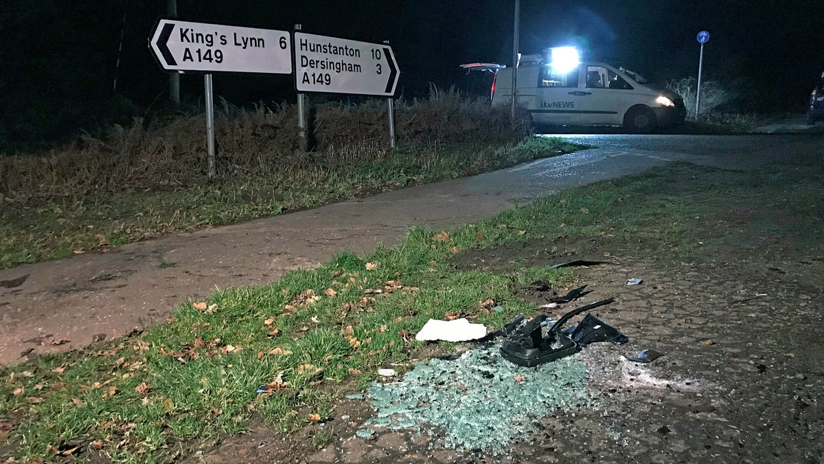 The scene near to the Sandringham Estate where Britain's Prince Philip was involved in a crash in Sandringham, England, on Jan. 17.
