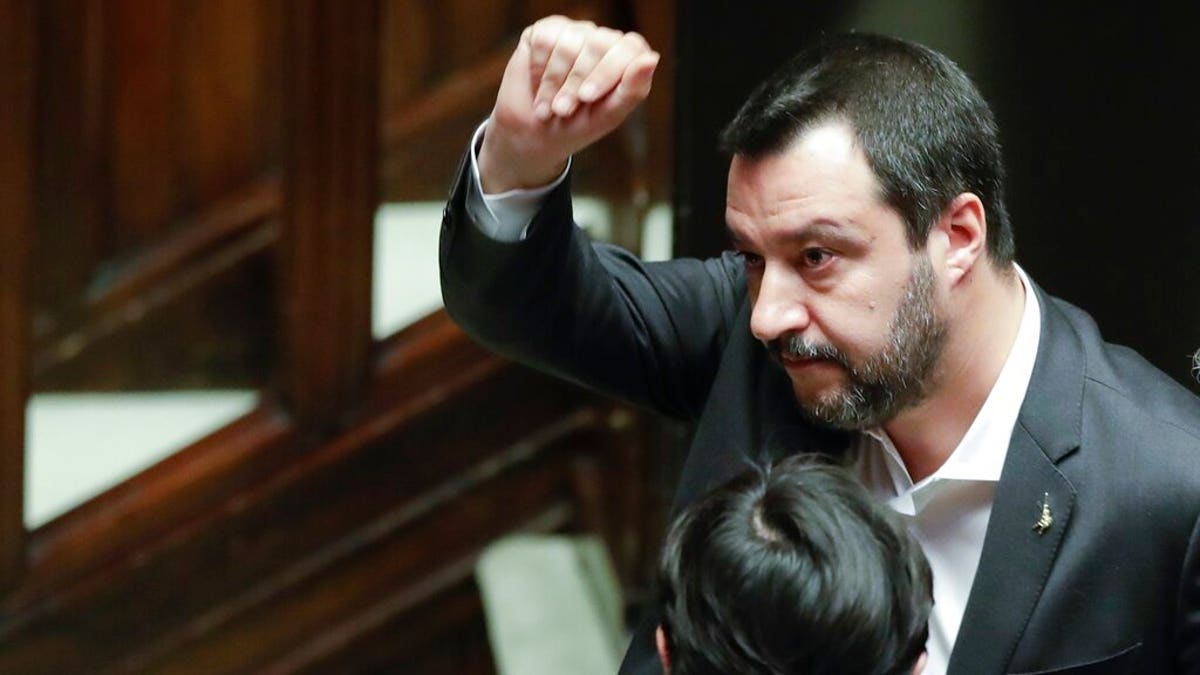 Italian Deputy-Premier Matteo Salvini leaves after answering questions at the Parliament in Rome, Wednesday, Jan. 30, 2019.  (AP Photo/Andrew Medichini)