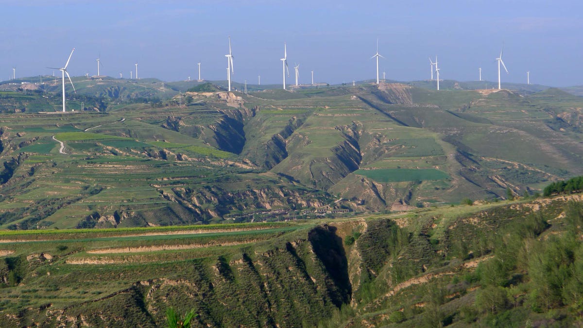 Wind turbines generating electricity at a wind farm in Xinzhou, China, in 2012. Chinese turbine manufacturer Sinovel was hit with the maximum penalty in 2018 after being found guilty of stealing plans from American Superconductor, a U.S. business that was forced to lay off hundreds of employees as a result.