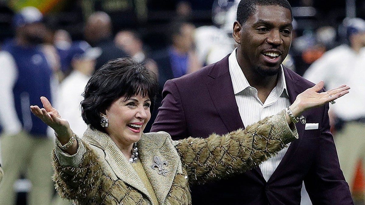 Gayle Benson, seen here before Sunday's NFC Championship game, decried the missed penalty call. (AP Photo/David J. Phillip)