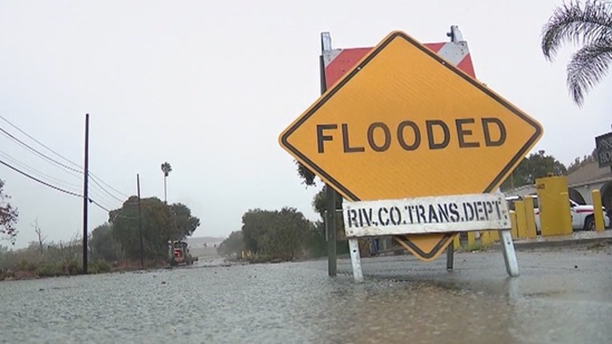 Flooding was reported in Southern California on Monday as the first of a series of storms moved in.