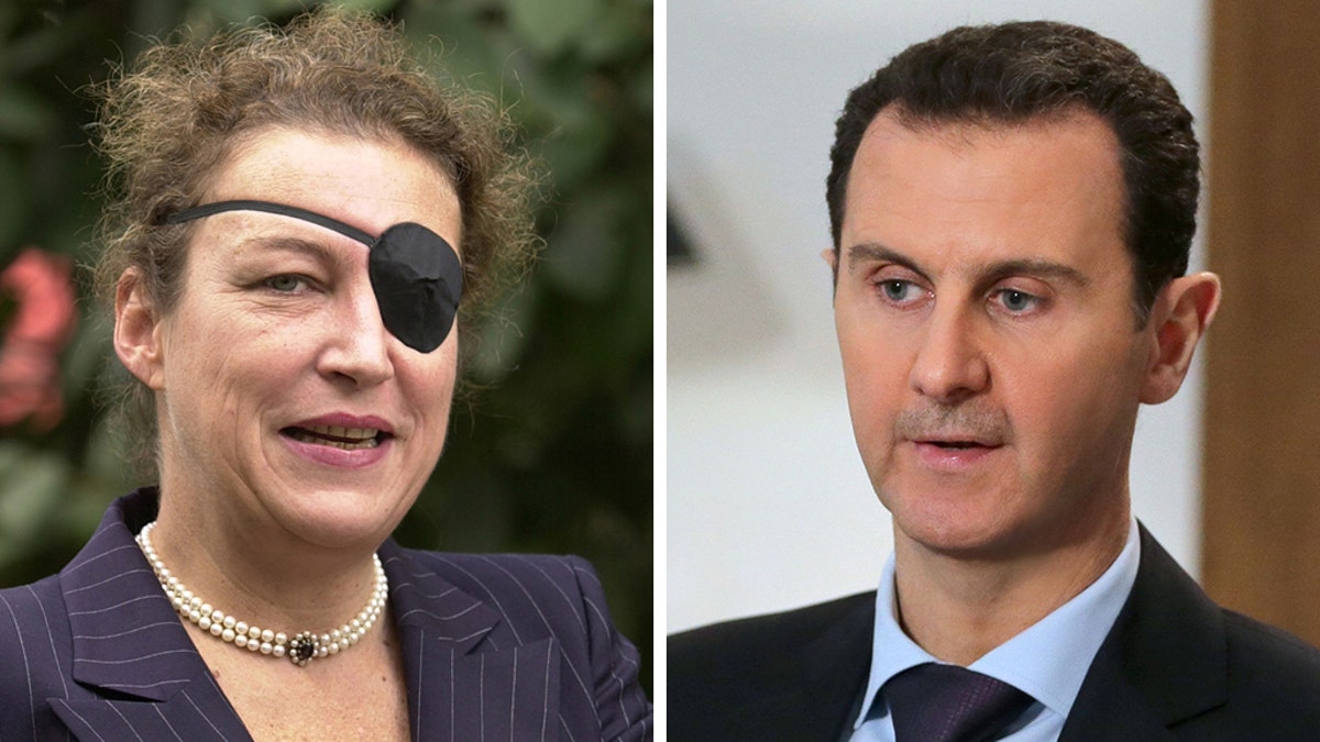 American journalist Marie Colvin, who died in 2012 while covering the Syrian civil war; Syrian President Bashar al-Assad