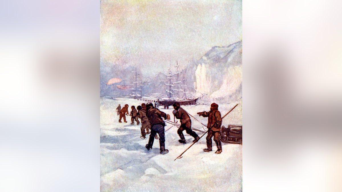 'The ships were called the Terror and the Erebus', 1847, (1905). Illustration from Our Island Story by H E Marshall, published by T C & E C Jack Ltd, (London and Edinburgh, 1905)