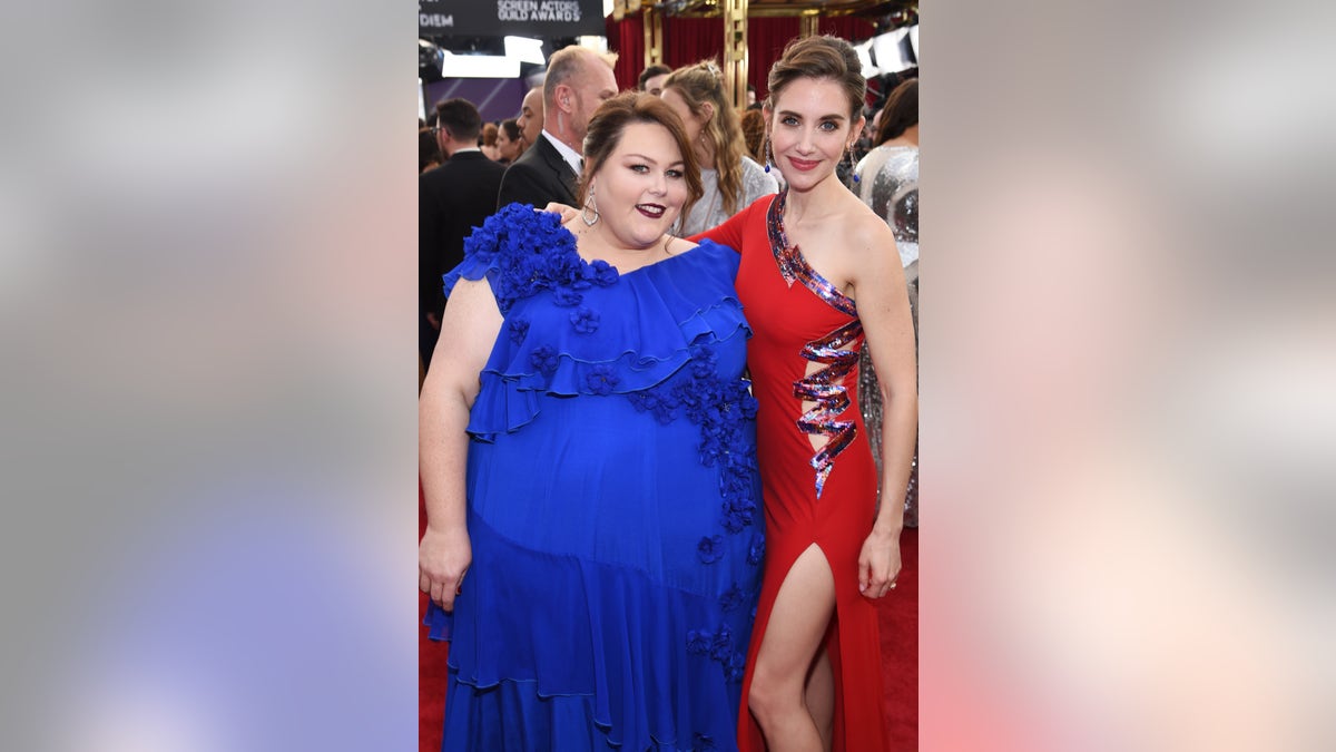 On her Instagram stories, Alison Brie shared this photo of her and Chrissy Metz at the 24th Annual Screen Actors Guild Awards to set the record straight about her friendship with the "This Is Us" star.