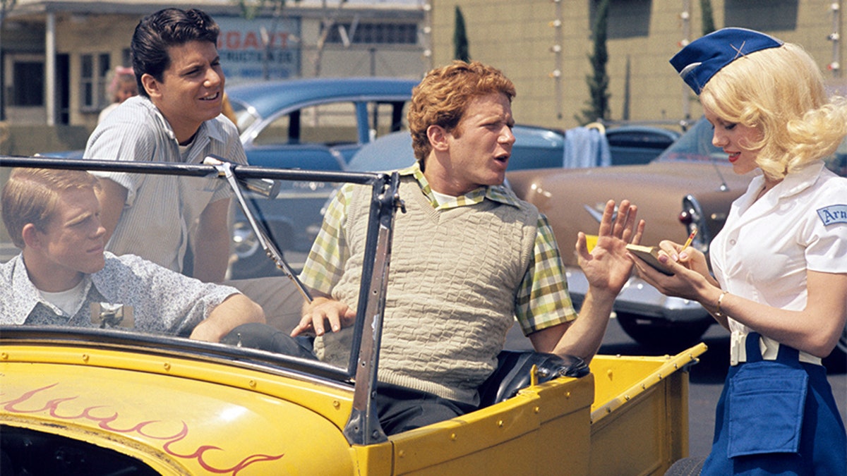 Rowe was Wendy the carhop on "Happy Days," pictured here in a Season 2 episode with Ron Howard (Richie), Anson Williams (Potsie) and Donny Most (Ralph).