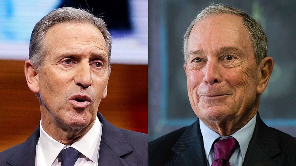 Michael Bloomberg, right, said there's no way an independent can win the presidency, after Howard Schultz, left, said he's considering such a campaign.