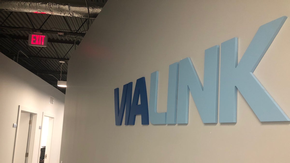 ViaLink's logo in its New Orleans call center.