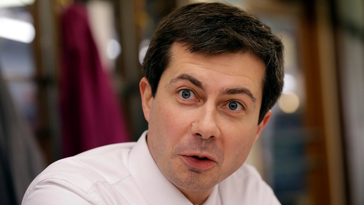 In this Jan. 10, 2019 photo, South Bend, Ind. Mayor Pete Buttigieg, talks with an AP reporter at Farmers Market in South Bend, Ind. (AP Photo/Nam Y. Huh)