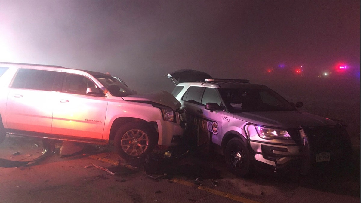 More than 50 people were involved in a massive pileup involving 35 cars on New Year's Day in Austin, reports said.