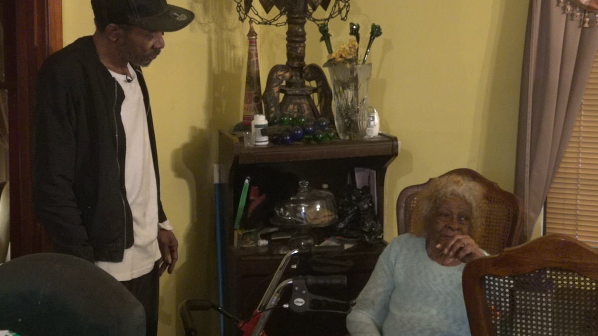 Malbrth Moses (left) and his 95-year-old mother (right) are one of many Houstonians still recovering after Hurricane Harvey. Moses says their home is far from being completely repaired. 