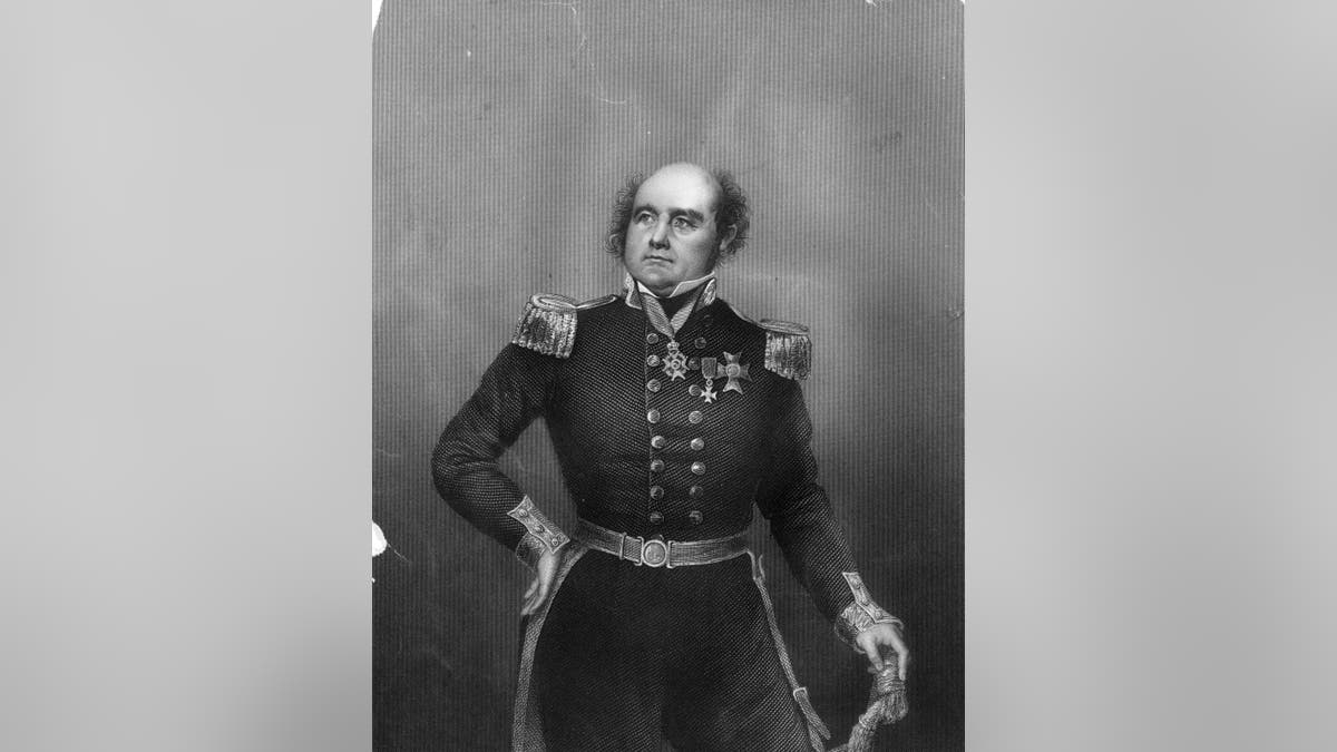 Circa 1810: British Naval Officer and Arctic explorer Sir John Franklin (1786 - 1847) who died on an expedition to navigate the North West Passage. Original Artwork: Engraving by D J Pound Drawing by Negelen