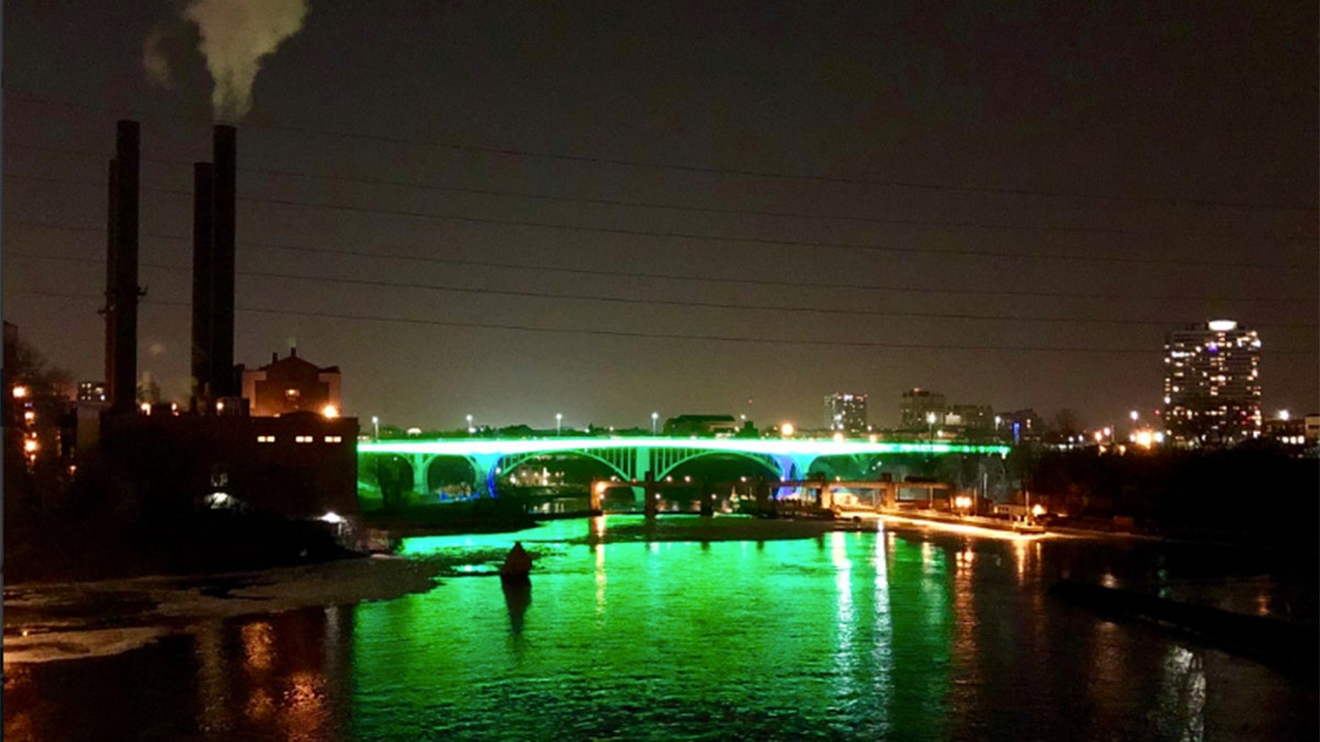 The I-35W St. Anthony Falls bridge in Minneapolis was lit to honor Jayme Closs.