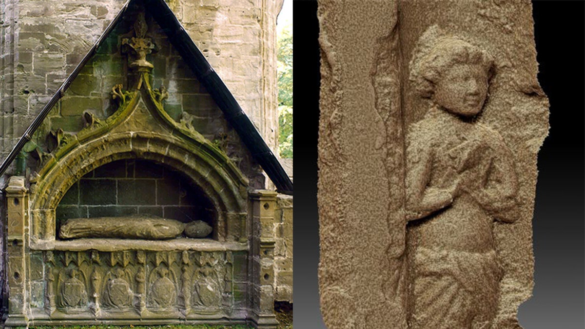 Hidden carvings that date to the 1400s were found in a cathedral in Scotland. (Historic Environment Scotland)