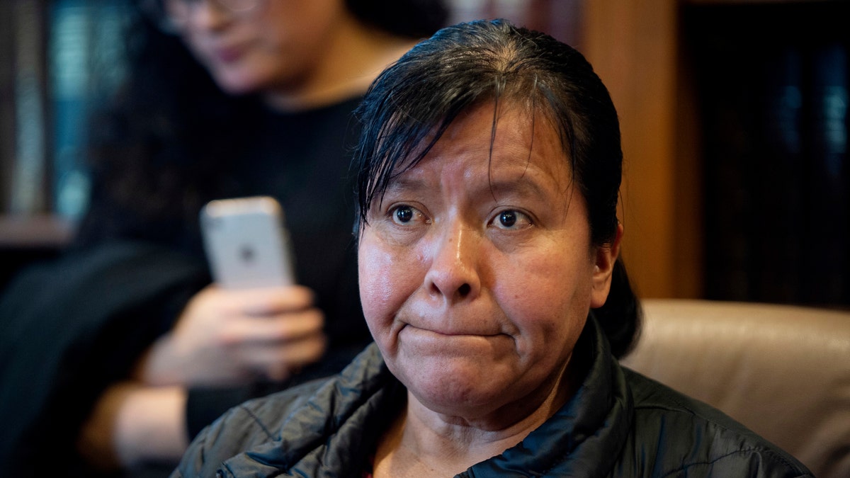 Maria Gomez, Jilmar Ramos-Gomez's mother, speaks to the media at the office of attorney Richard Kessler in Grand Rapids, Michigan, on Wednesday