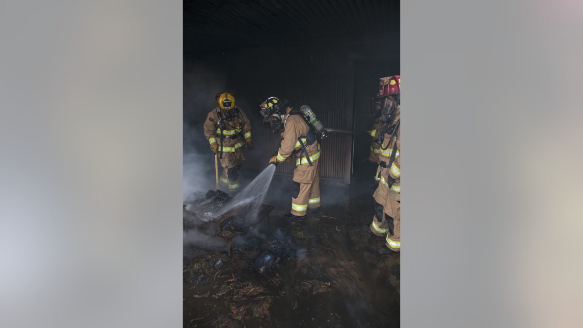 104th Civil Engineering Squadron firefighters conduct live structural fire training Nov. 27, 2018, at Barnes Air National Guard Base, Massachusetts.