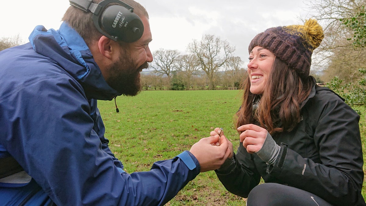 Jamille Swainson proposed to girlfriend Harriet Haseler after arranging for her to find the ring during an outing in Shropshire, England.