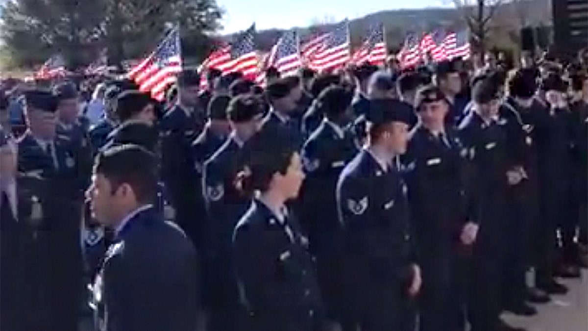 The crowd at "unaccompanied" veteran Joseph Walker's funeral in Texas included an Air Force unit from Fort Hood. 