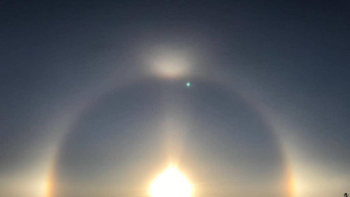 A sun dog is spotted in Harmony, Minnesota, on Jan. 30, 2019.