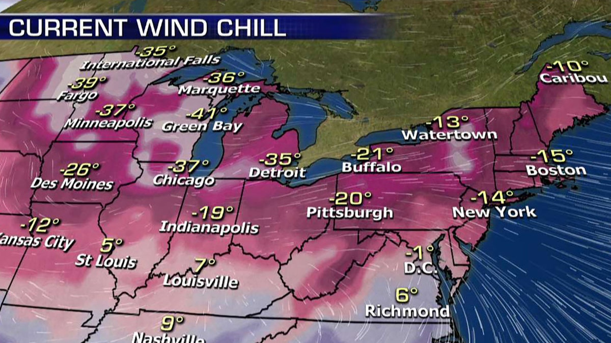 Wind chills across the region on Thursday morning.