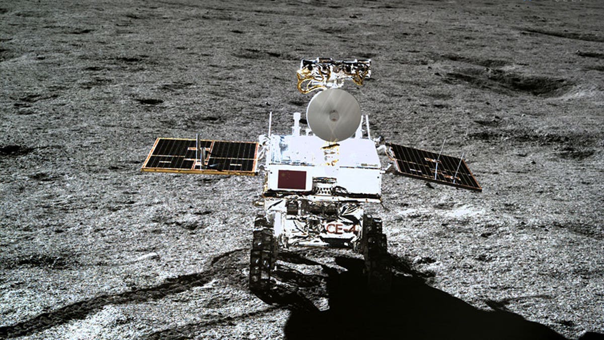 China's Chang'e 4 moon rover, known as Yutu 2, photographed by the Chang'e 4 lander on the moon's far side.