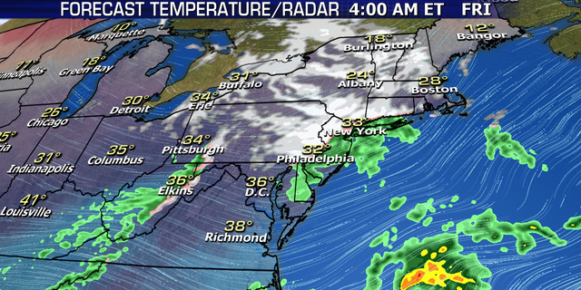 A weaker system is expected to bring light snow into the Northeast from Thursday night into Friday.