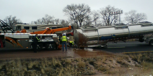 Safety officials in Arizona said around 3,500 gallons of 120-degree liquid chocolate spilled onto I-40 on Monday.
