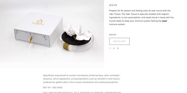The tissues are created by company Vaev and sold online for a steep $79.99