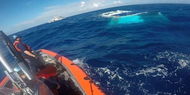 The Coast Guard can be seen finding the sunken ship in this image