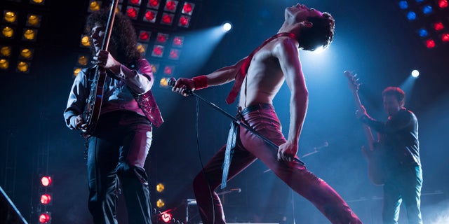 This image released by Twentieth Century Fox shows Gwilym Lee, from left, Rami Malek and Joe Mazzello in a scene from "Bohemian Rhapsody." On Thursday, Dec. 6, 2018, the film was nominated for a Golden Globe award for best motion picture drama. The 76th Golden Globe Awards will be held on Sunday, Jan. 6. (Alex Bailey/Twentieth Century Fox via AP)