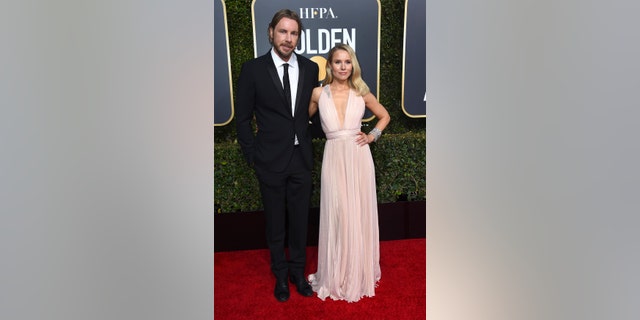 Hollywood power couple Kristin Bell and Dax Shepard are pictured at the Golden Globes in January.