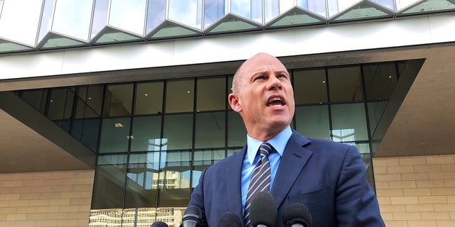 Michael Avenatti, attorney for porn actress Stormy Daniels, talks to reporters outside federal court in Los Angeles, Tuesday, Jan. 22, 2019. A federal judge appeared inclined to toss out a lawsuit against President Donald Trump by Daniels that seeks to tear up a hush-money settlement about their alleged affair. Avenatti argued the case should continue because he wanted to take sworn statements from Trump and Cohen. He plans to ask for legal fees.