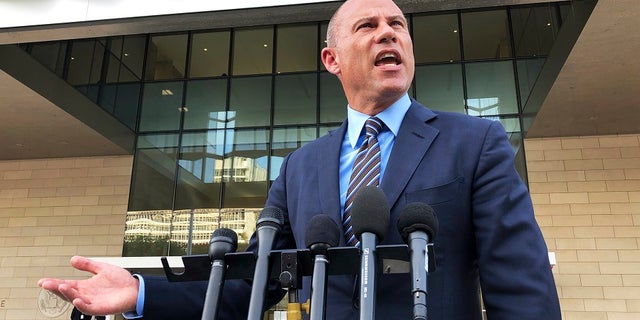 Michael Avenatti, attorney for porn actress Stormy Daniels, talks to reporters outside federal court in Los Angeles, Tuesday, Jan. 22, 2019. A federal judge appeared inclined to toss out a lawsuit against President Donald Trump by Daniels that seeks to tear up a hush-money settlement about their alleged affair. Avenatti argued the case should continue because he wanted to take sworn statements from Trump and Cohen. He plans to ask for legal fees.