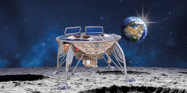An artist's impression of the Beresheet spacecraft on the lunar surface.