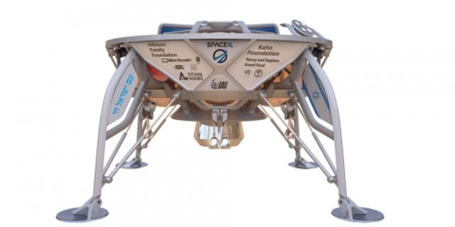 A rendering of Beresheet conducting its scientific mission to measure the Moon's magnetic field.