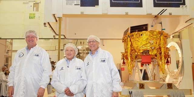 (From left) IAI Space Division General Manager Opher Doron; SpaceIL President Morris Kahn; and SpaceIL CEO Ido Anteby.