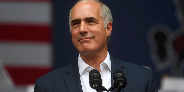 PHILADELPHIA, PA - SEPTEMBER 21: Senator Bob Casey (D- PA) addresses supporters before former President Barack Obama speaks during a campaign rally for statewide Democratic candidates on September 21, 2018 in Philadelphia, Pennsylvania. Midterm election day is November 6th.