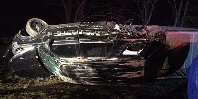 A deputy in Kentucky was injured in a crash on Sunday after someone threw a rock that came through his windshield and hit him face.