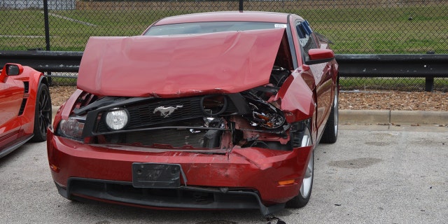 The vehicles included a Ford Mustang (pictured), a Porsche sports coupe and a Dodge Challenger