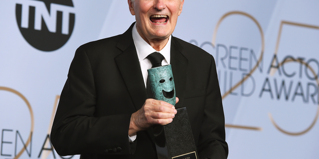 Alan Alda poses with the Life Achievement Award in the press room at the 25th annual Screen Actors Guild Awards at the Shrine Auditorium & Expo Hall on Sunday, Jan. 27, 2019, in Los Angeles.