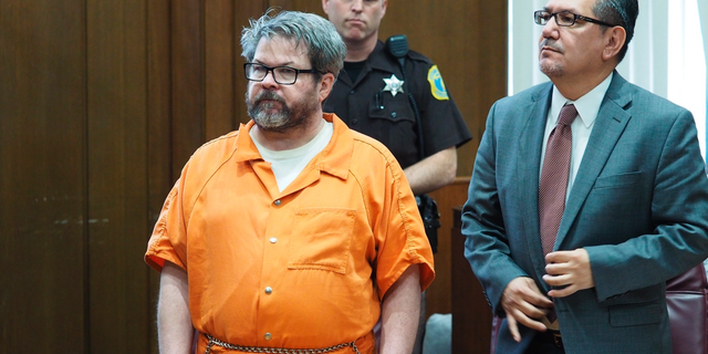 FILE - In this April 20, 2017 file photo, defendant Jason Dalton, left, who is charged with killing six people in-between picking up riders for Uber, stands with attorney Eusebio Solis during a hearing in Kalamazoo, Mich. Jury selection will begin on Jan. 3, 2019 after a prosecutor said he won't appeal a decision that keeps a lid on parts of a police interview. Kalamazoo County prosecutor Jeff Getting says it's time to bring the "matter to trial without further delay." The shootings occurred more than two years ago. (Mark Bugnaski/Kalamazoo Gazette-MLive Media Group via AP, File)
