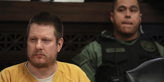 Former Chicago police officer Jason Van Dyke attends his sentencing hearing at the Leighton Criminal Court Building in Chicago on Friday. (Antonio Perez/Chicago Tribune via AP, Pool)
