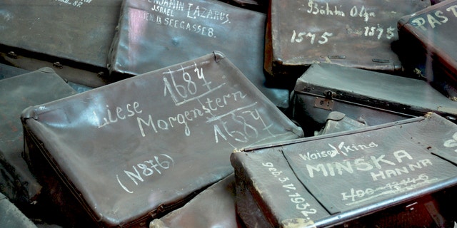 Suitcases of Jews deported by the Germans to Auschwitz. On many of them personal information of their owners is still visible.