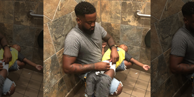 Donte Palmer, a father of three, took to Instagram in September after he once again was forced to change his young son across his lap.